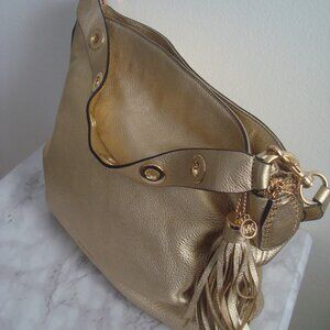 Michael Kors  Wome's Gold Tone  Leather  Large  Shoulder Bag Handbag